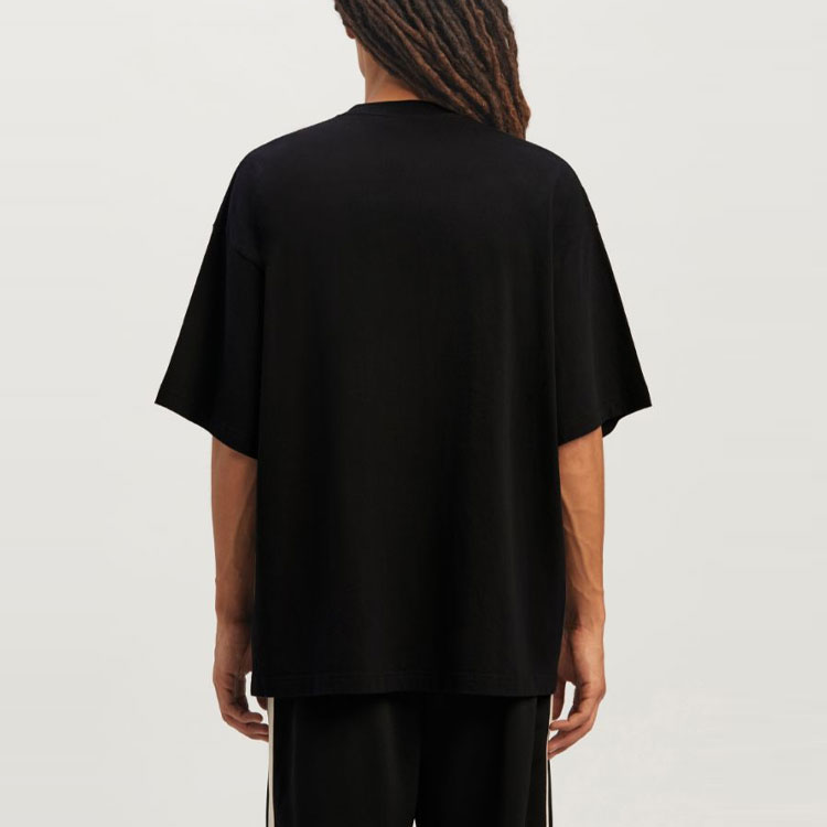 Shop 팜 엔젤스 SS23 코코넛 트리 로고 블랙 크루넥 티셔츠 남성용. PMAA066S23JER0021084