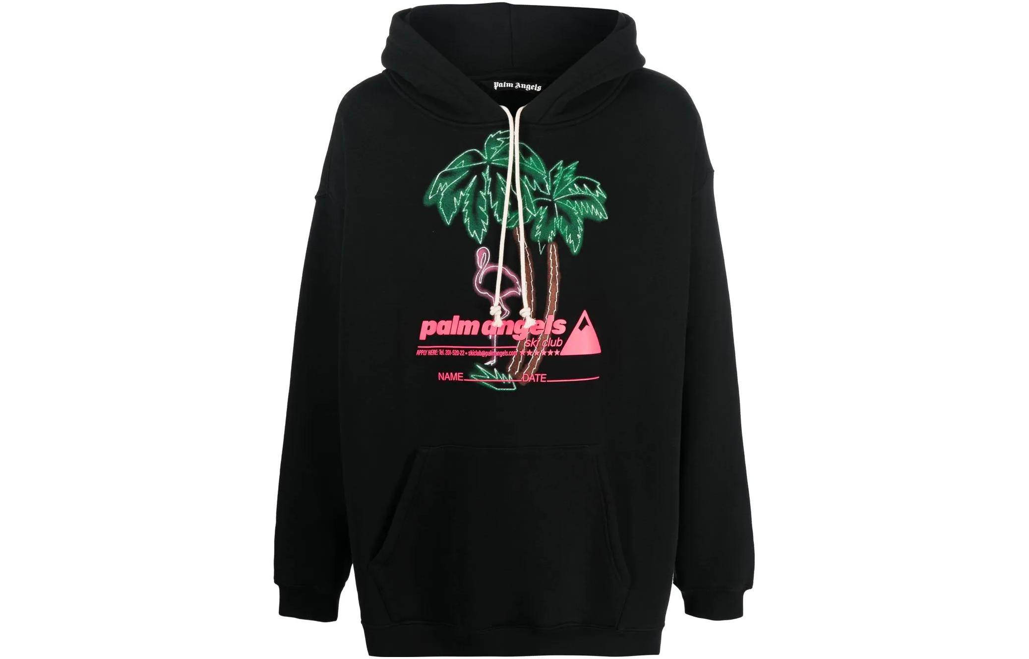 Palm Angels SS23 Coconut Tree Print Black Hoodie Mens Long Sleeve Pullover. PMBB124S23FLE0011084 圖 2