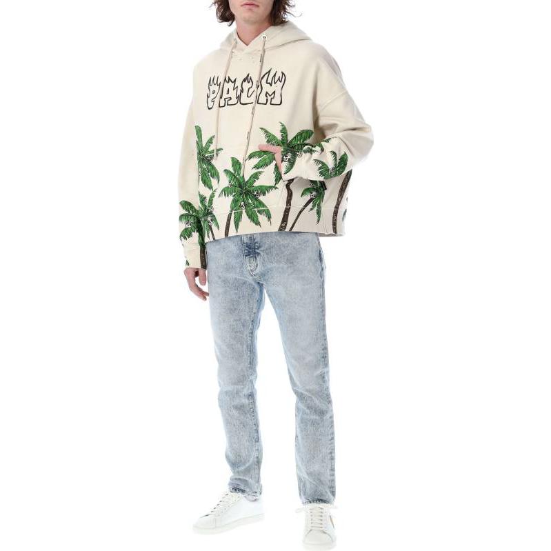PALM ANGELS SS23 Coconut Tree Print Drawstring Hoodie Men’s Off-White. PMBB117S23FLE0070155 圖 4