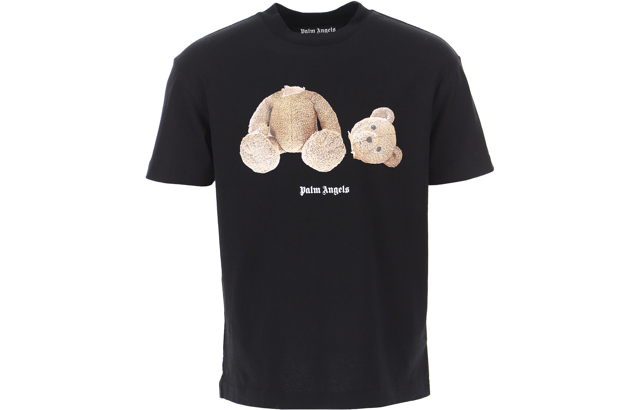Order PALM ANGELS SS23 Graphic Print Crewneck T-Shirt Black Men PMAA001F21JER0231060 Black