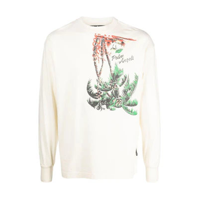 Palm Angels SS23 Graphic Print Pullover Sweatshirt Beige Men’s PMAB002S23JER0020155