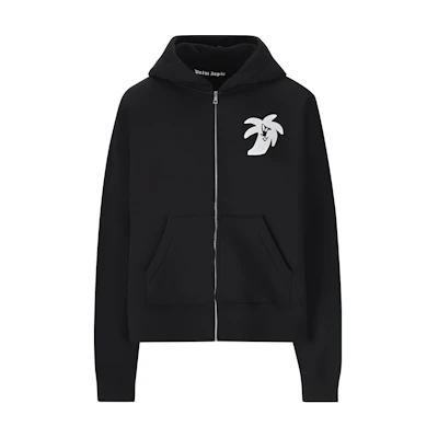 PALM ANGELS SS23 Graphic Print Zip Hoodie Black Long Sleeve. PMBE014E23FLE0021001
