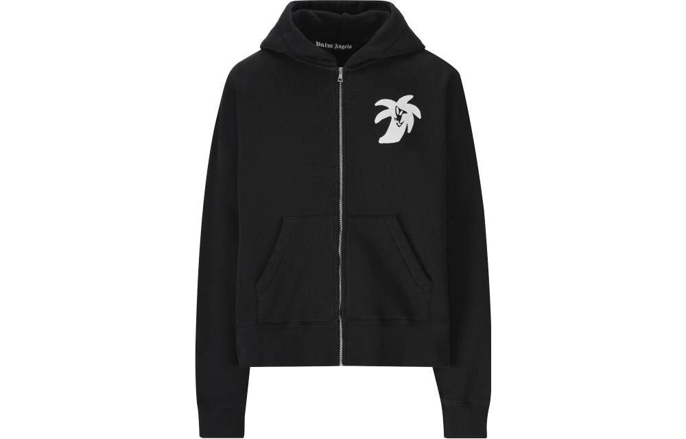 Order PALM ANGELS SS23 Jaket Hoodie Hitam Lengan Panjang dengan Desain Cetak Grafis. PMBE014E23FLE0021001