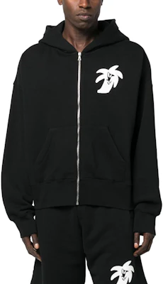 PALM ANGELS SS23 Jaket Hoodie Hitam Lengan Panjang dengan Desain Cetak Grafis. PMBE014E23FLE0021001 Shop PALM ANGELS SS23 Jaket Hoodie Hitam Lengan Panjang dengan Desain Cetak Grafis. PMBE014E23FLE0021001