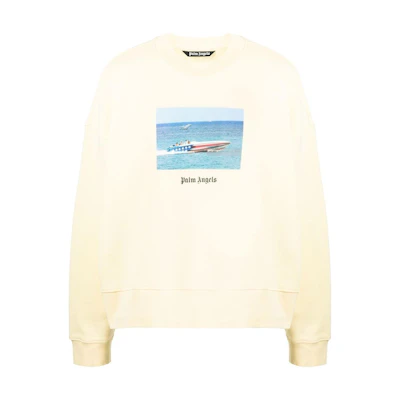 Palm Angels SS23 Letter Print Crewneck Long Sleeve Sweatshirt Men Light Yellow PMBA026S23FLE0031810
