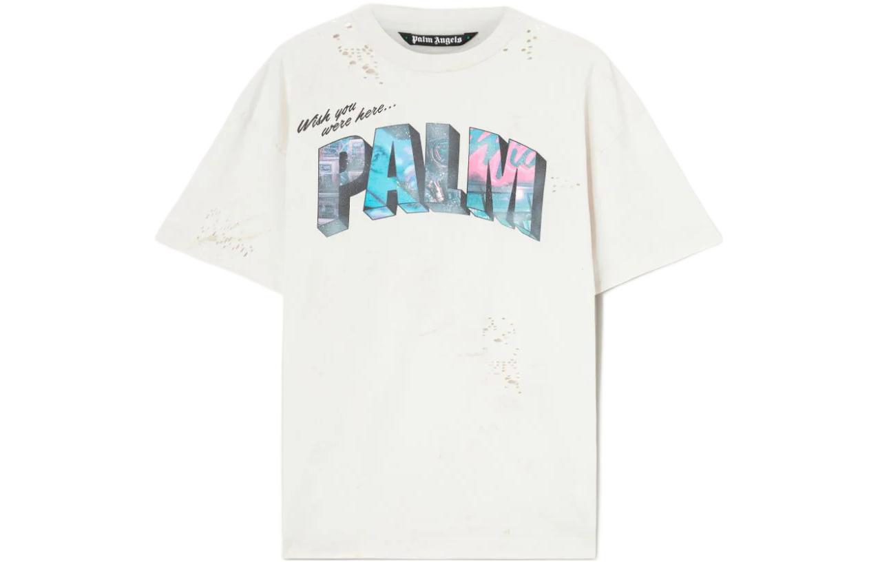 PALM ANGELS SS23 Logo Graphic Print Short Sleeve T-Shirt  White. PMAA072S23JER0020184 圖 2