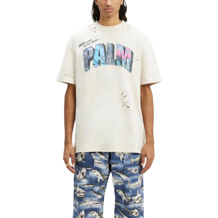 PALM ANGELS SS23 Logo Graphic Print Short Sleeve T-Shirt  White. PMAA072S23JER0020184 圖 4