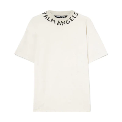 PALM ANGELS SS23 Logo Print Crewneck T-Shirt White - Fashion. PMAA072S23JER0070110