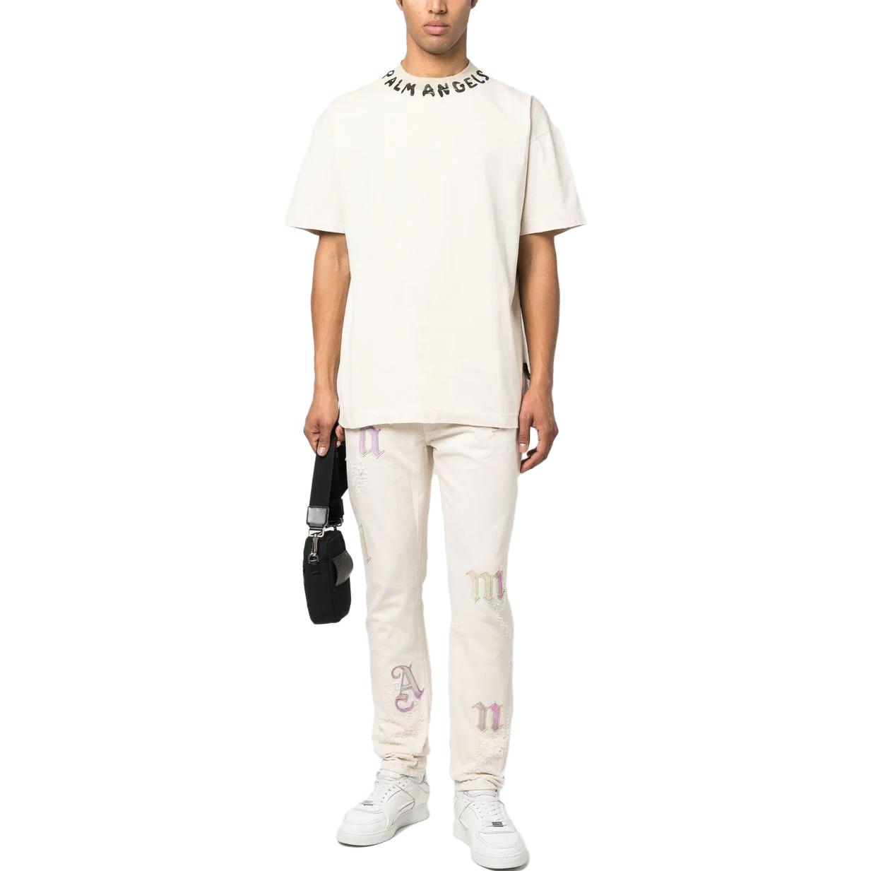 PALM ANGELS SS23 Logo Print Crewneck T-Shirt White -  Fashion. PMAA072S23JER0070110 圖 6