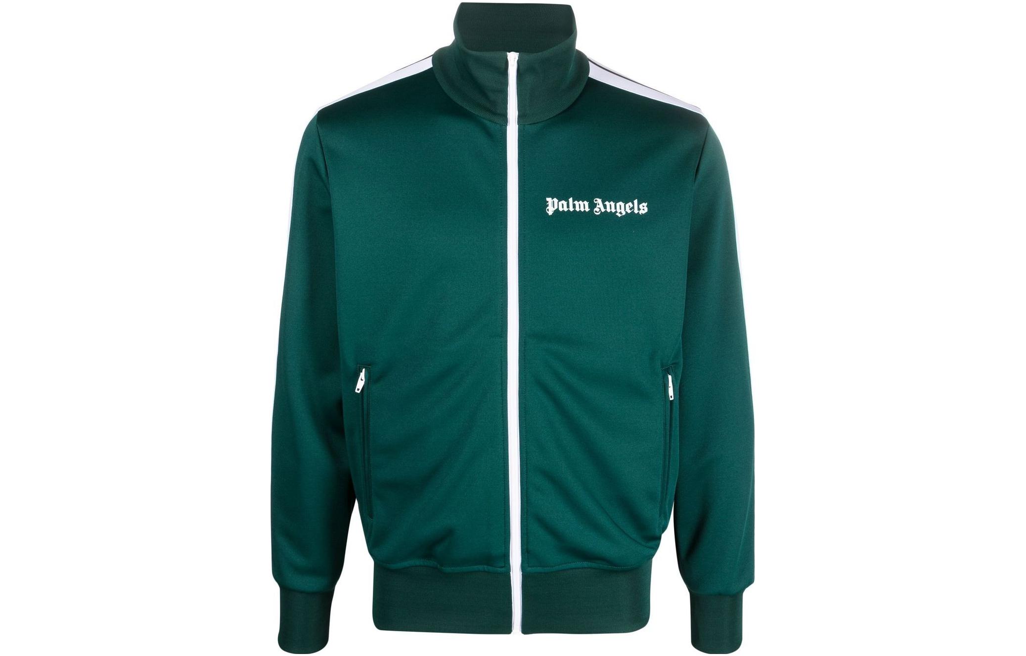 Palm Angels SS23 Logo Print Track Jacket Men’s Dark Green PMBD001C99FAB0045501