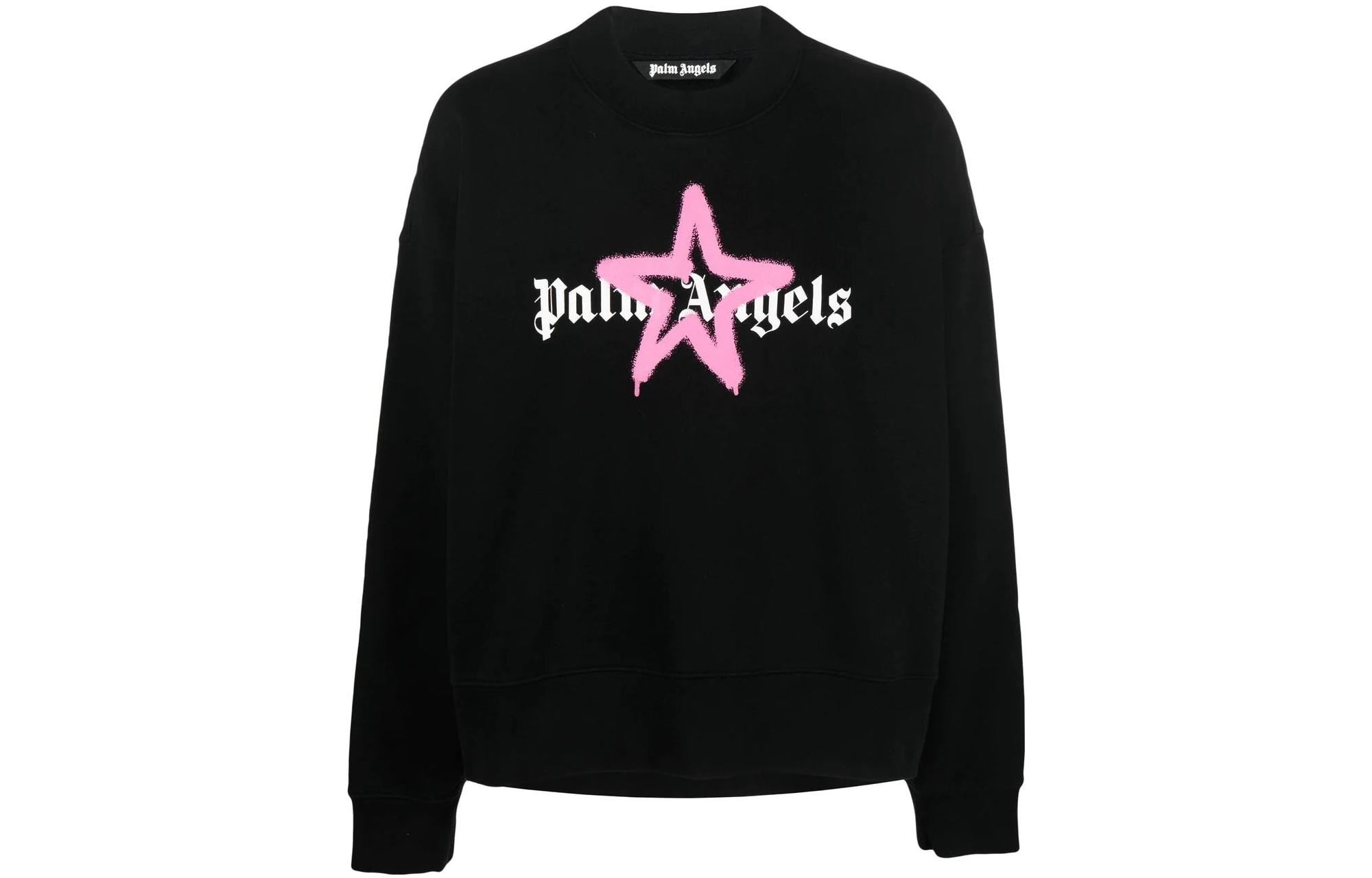 Palm Angels SS23 Logo Star Print Crewneck Sweatshirt Black PMBA026C99FLE0081030