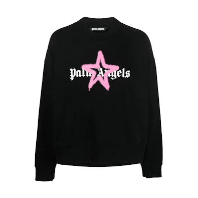Palm Angels SS23 Logo Star Print Crewneck Sweatshirt Black PMBA026C99FLE0081030