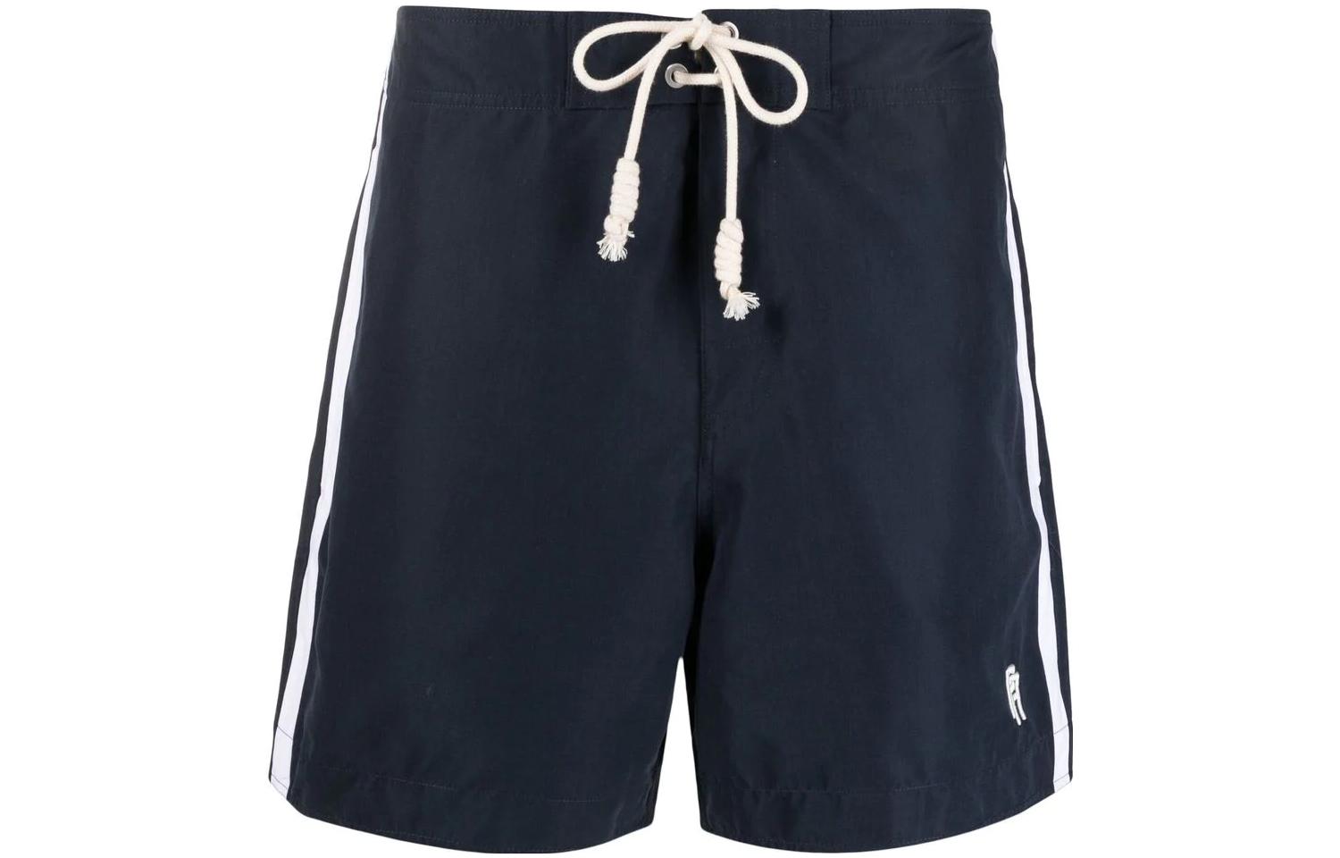 Palm Angels SS23 Navy Blue  Solid Striped Drawstring Shorts PMFA009F22FAB0014601