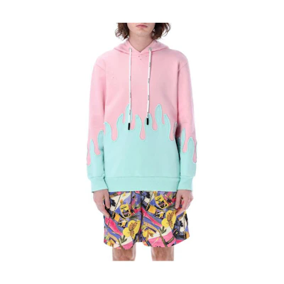 Palm Angels SS23 Pink Patchwork Drawstring Hoodie Long Sleeve 23PPMBB117S23FLE0053