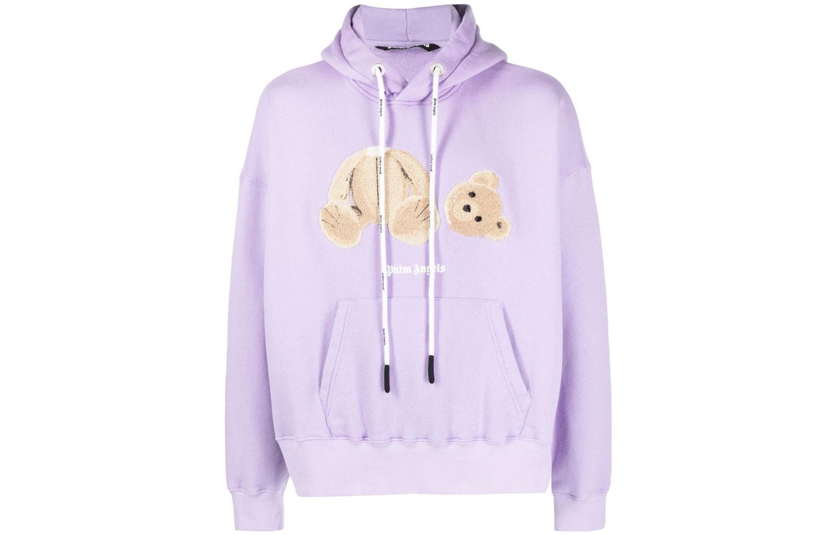 Palm Angels SS23 Purple Bear Logo Print Hoodie Pullover for Men. PMBB058C99FLE0053660