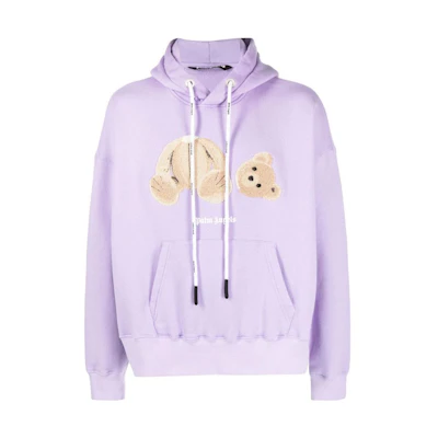 Palm Angels SS23 Purple Bear Logo Print Hoodie Pullover for Men. PMBB058C99FLE0053660