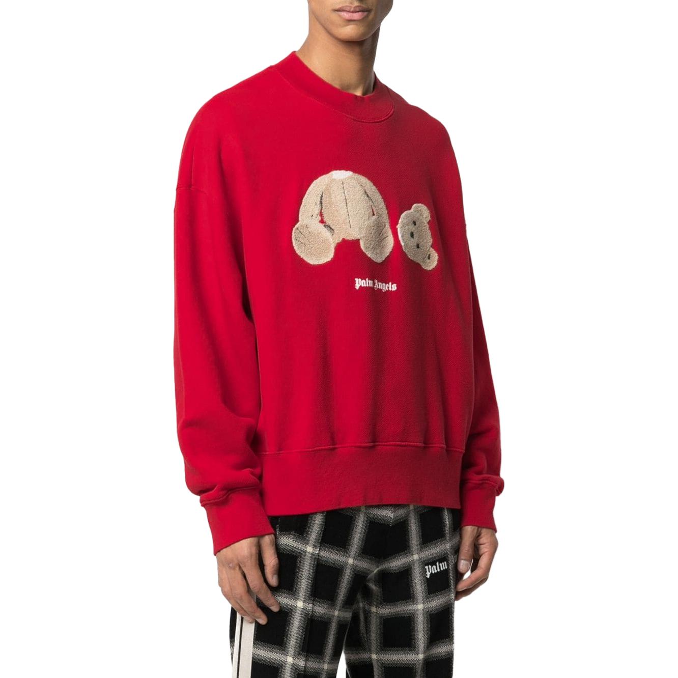 Shop パームエンジェルス SS23 レッド アニマルプリント クルーネック 長袖スウェット メンズ PMBA026C99FLE0052560