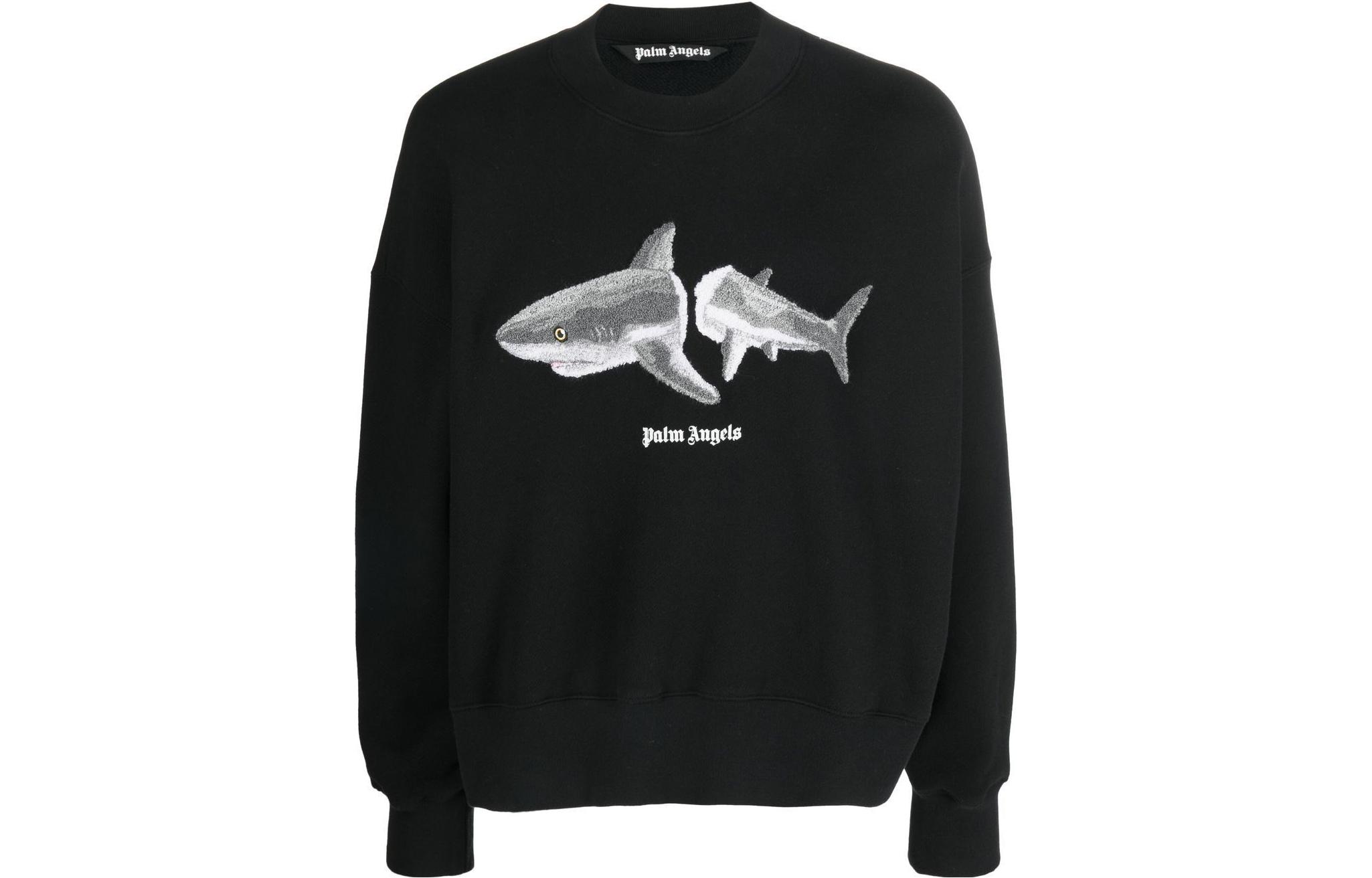 Palm Angels SS23 Shark Letter Print Crewneck Sweatshirt Black - PMBA026C99FLE0041009