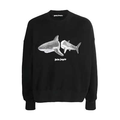 Palm Angels SS23 Shark Letter Print Crewneck Sweatshirt Black - PMBA026C99FLE0041009
