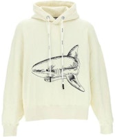 PALM ANGELS SS23 Shark Print Hoodie White Long Sleeve Pullover. PMBB058S23FLE0070410 PALM ANGELS SS23 Shark Print Hoodie White Long Sleeve Pullover. PMBB058S23FLE0070410