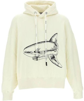 棕榈天使SS23鲨鱼印花白色连帽长袖卫衣 PMBB058S23FLE0070410 Buy 棕榈天使SS23鲨鱼印花白色连帽长袖卫衣 PMBB058S23FLE0070410