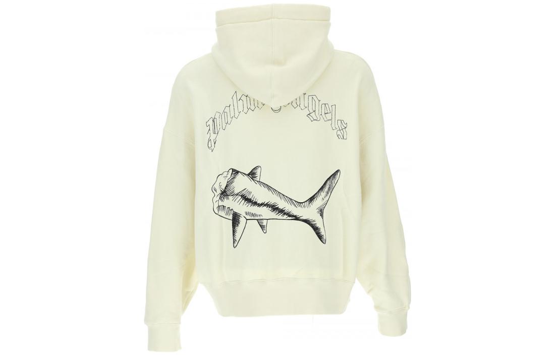 Lookbook 棕榈天使SS23鲨鱼印花白色连帽长袖卫衣 PMBB058S23FLE0070410