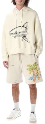 棕榈天使SS23鲨鱼印花白色连帽长袖卫衣 PMBB058S23FLE0070410 Shop 棕榈天使SS23鲨鱼印花白色连帽长袖卫衣 PMBB058S23FLE0070410