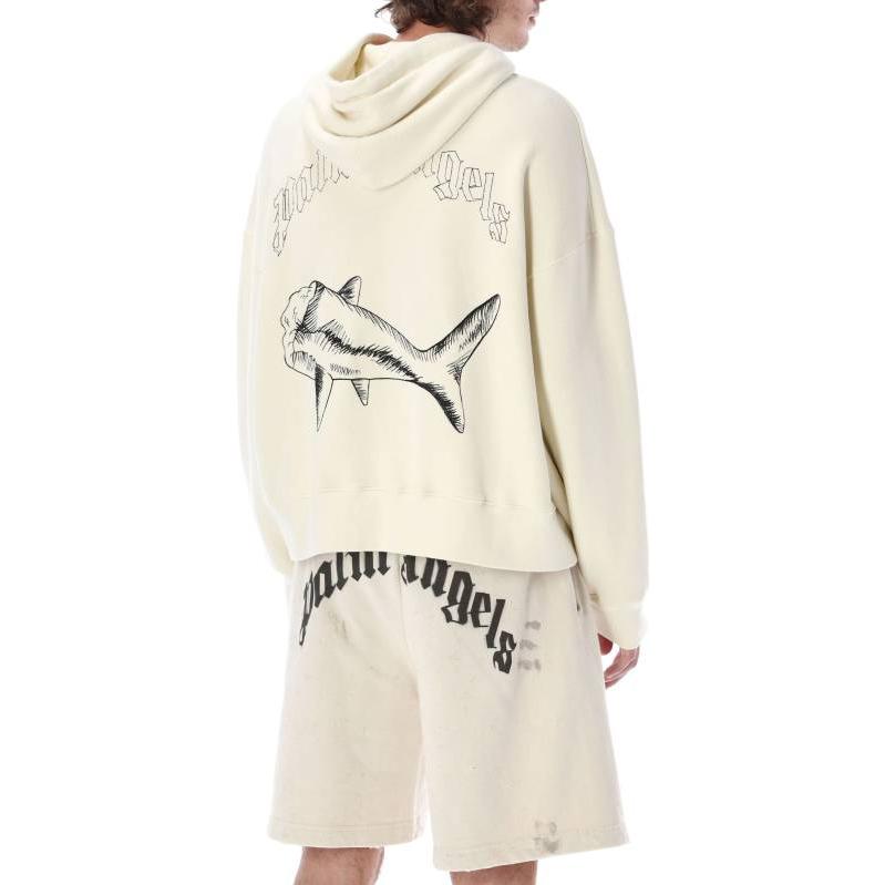 Purchase 棕榈天使SS23鲨鱼印花白色连帽长袖卫衣 PMBB058S23FLE0070410