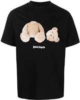 Palm Angels SS23 Teddy Bear Logo Print Black Crewneck T-Shirt Mens. PMAA001C99JER0141060 Palm Angels SS23 Teddy Bear Logo Print Black Crewneck T-Shirt Mens. PMAA001C99JER0141060