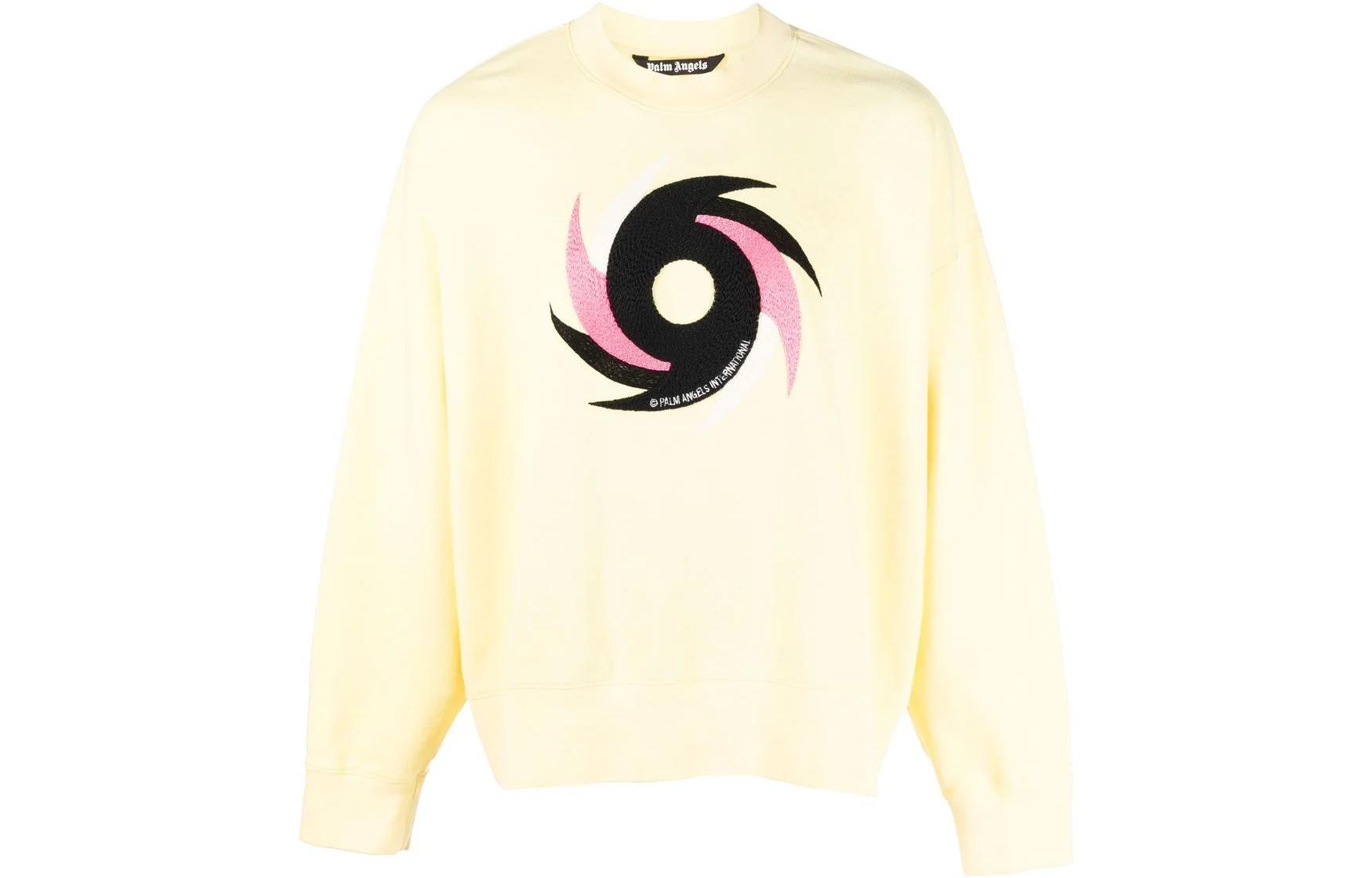 Palm Angels SS23 Yellow Graphic Print Crewneck Long Sleeve Sweatshirt Men PMBA026S23FLE0071884