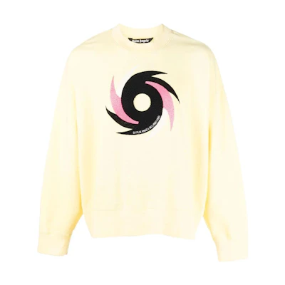 Palm Angels SS23 Yellow Graphic Print Crewneck Long Sleeve Sweatshirt Men PMBA026S23FLE0071884