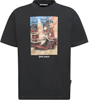 PALM ANGELS SS24 Black Crewneck Logo Print Short Sleeve T-Shirt. PMAA072R24JER0031084 PALM ANGELS SS24 Black Crewneck Logo Print Short Sleeve T-Shirt. PMAA072R24JER0031084