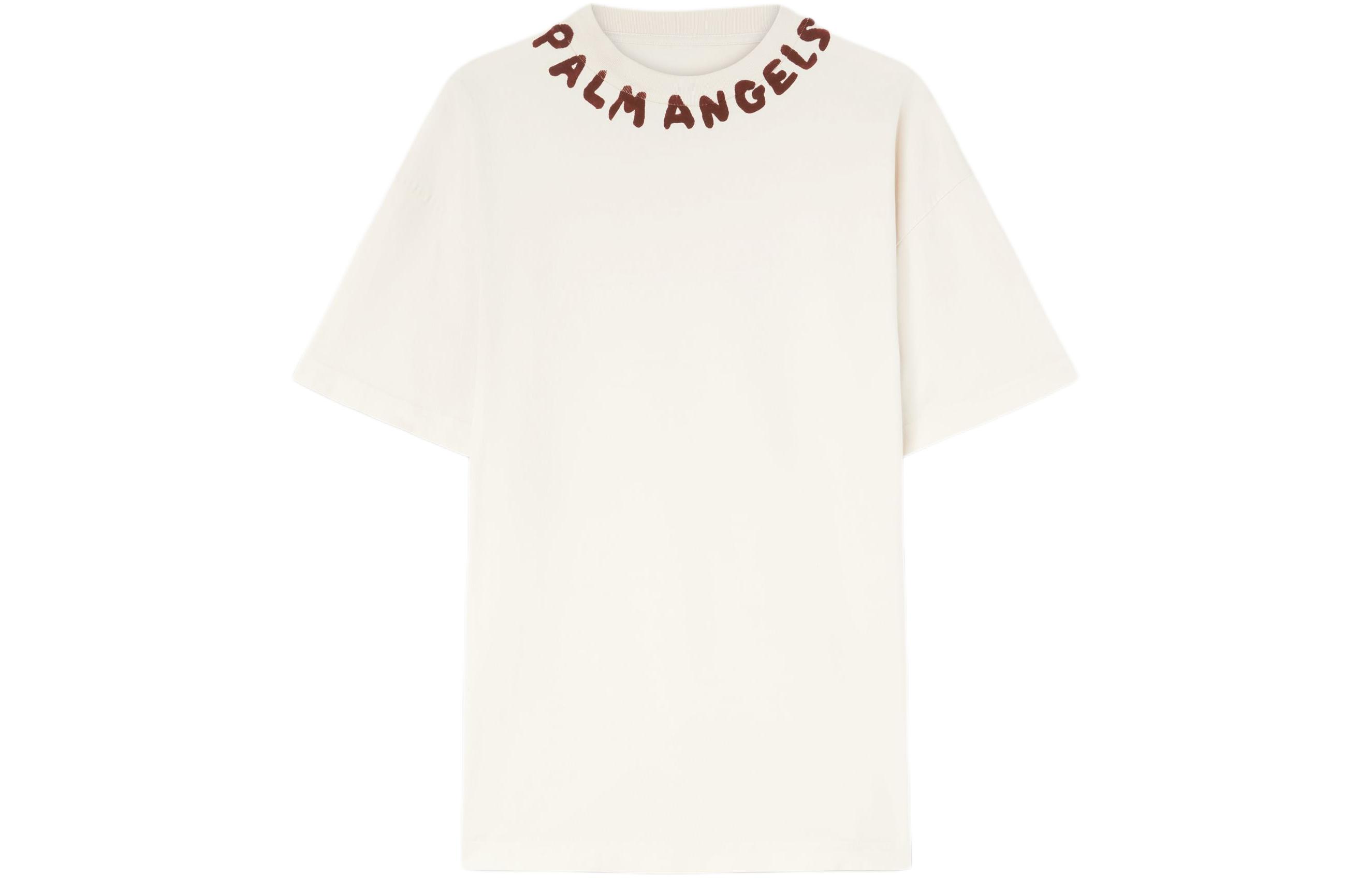 Buy Palm Angels SS24 Letter Print Crewneck Short Sleeve T-Shirt White Men PMAA072S24JER0020325
