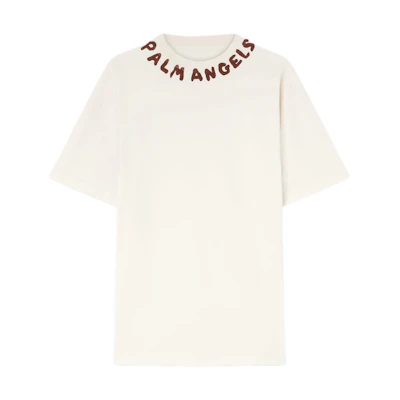 Palm Angels SS24 Letter Print Crewneck Short Sleeve T-Shirt White Men PMAA072S24JER0020325
