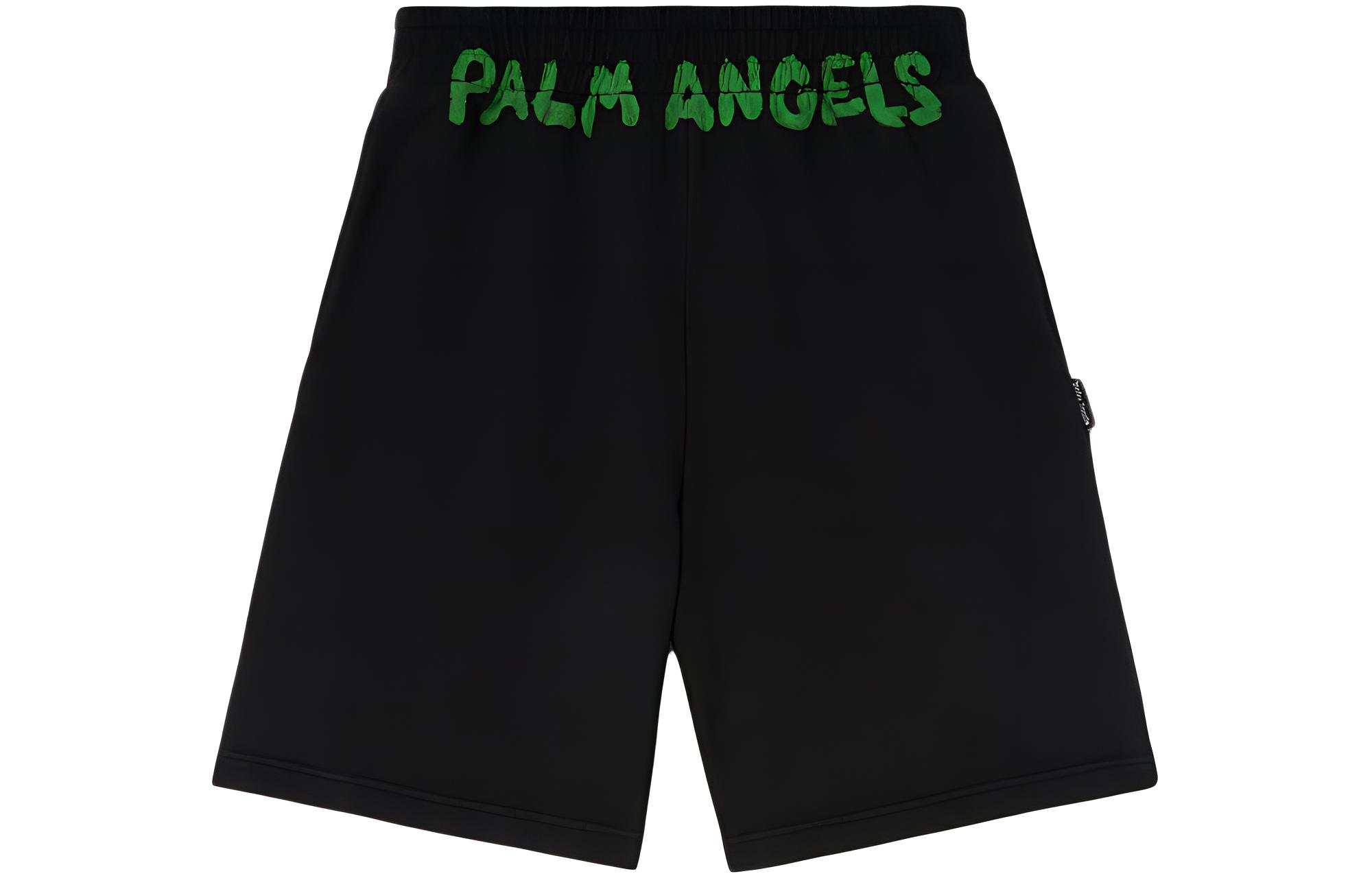 Palm Angels SS24 Logo Elastic Waist Casual Shorts  Black. PMCI010S24FLE0021070