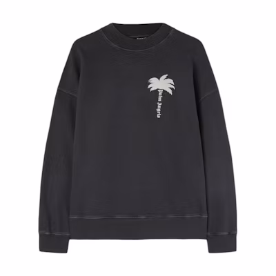 Palm Angels SS24 Logo Print Oversized Crewneck Sweatshirt Grey - PMBA026S24FLE0040703