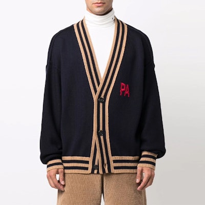 PALM ANGELS Baju Jalur Lelaki Hitam PMHB006F21KNI0011060 Shop PALM ANGELS Baju Jalur Lelaki Hitam PMHB006F21KNI0011060