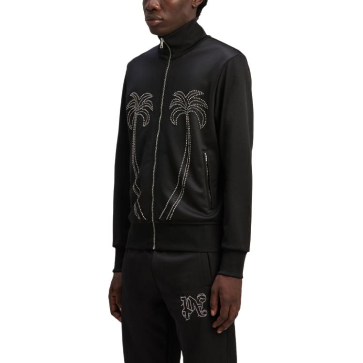 Purchase Palm Angels Studded Long Sleeve Track Jacket Black PMBD059R24FAB0011010