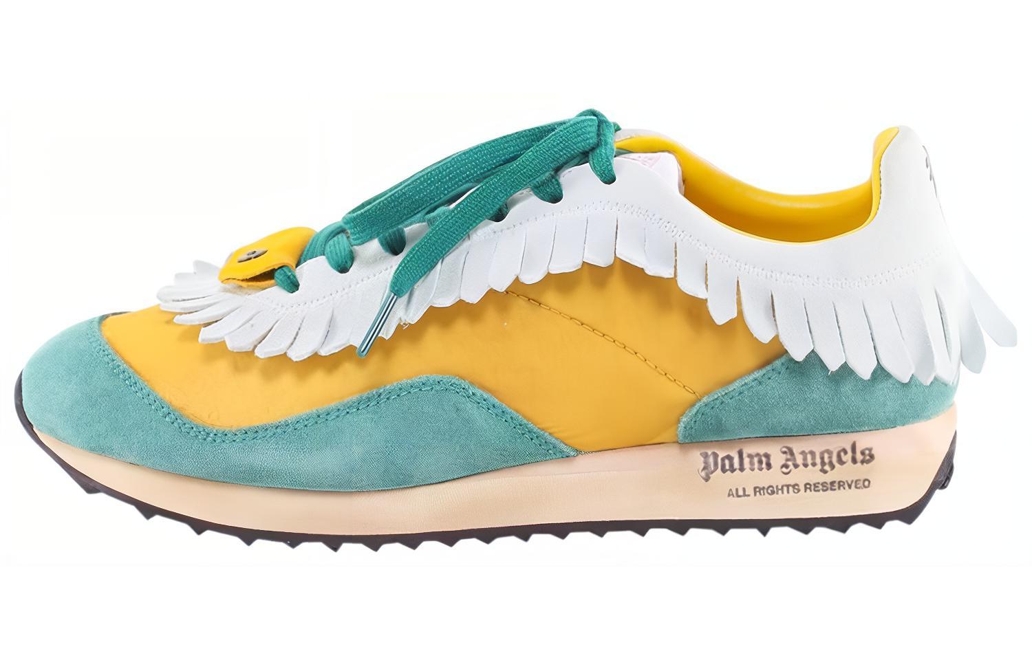 Palm Angels Suede Low-Top Sneakers 'Yellow Green White'