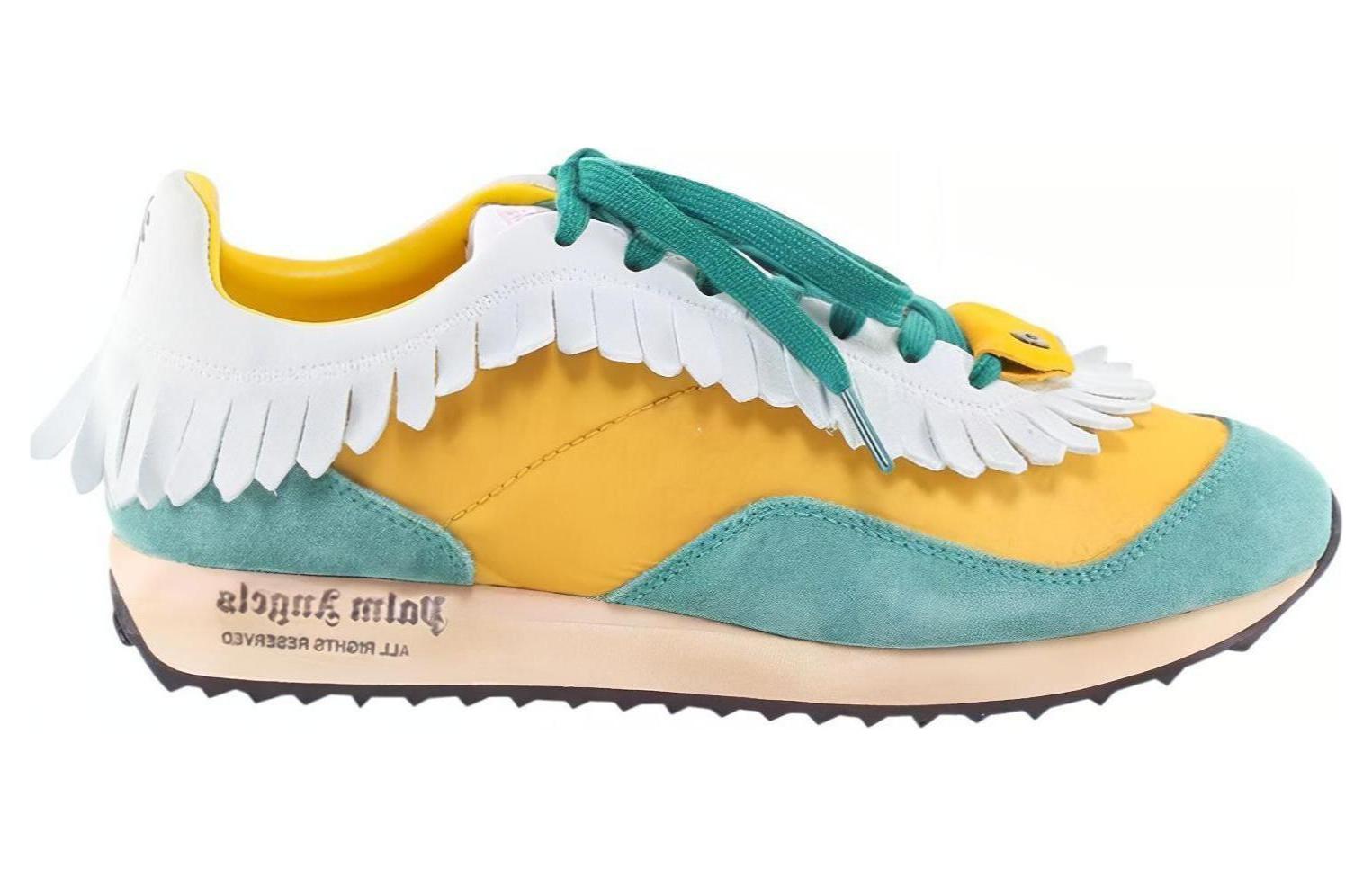 Palm Angels Suede Low-Top Sneakers 'Yellow Green White' 圖 2