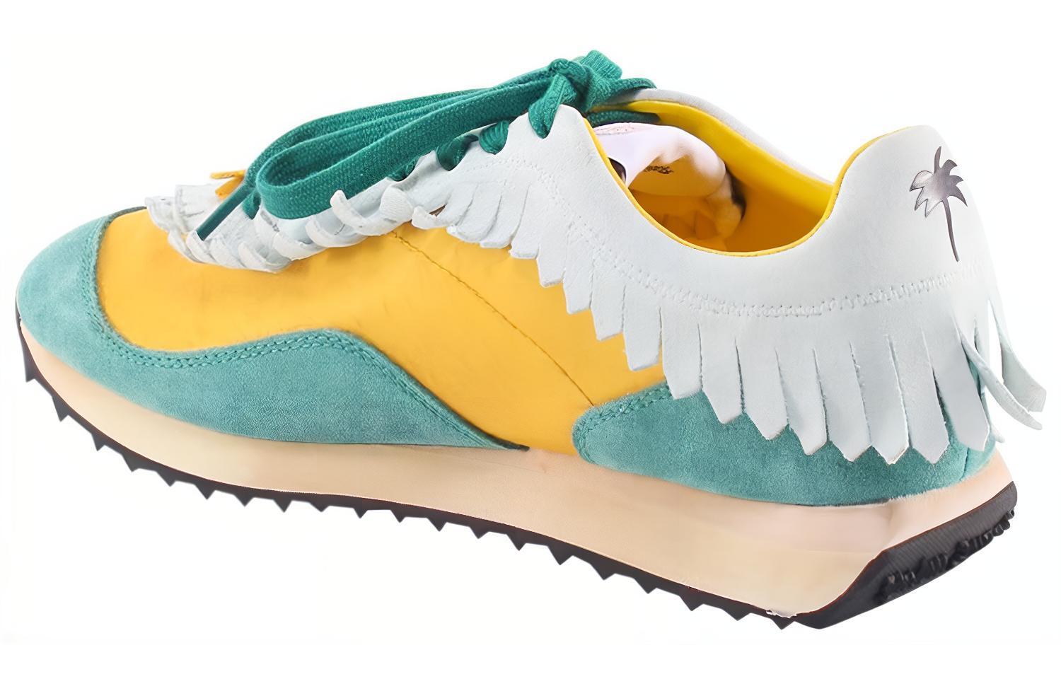 Palm Angels Suede Low-Top Sneakers 'Yellow Green White' 圖 4