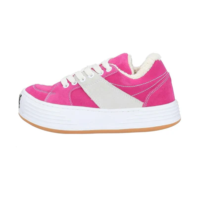 Palm Angels Suede Round Toe Lace-Up Low-Top 'Pink'