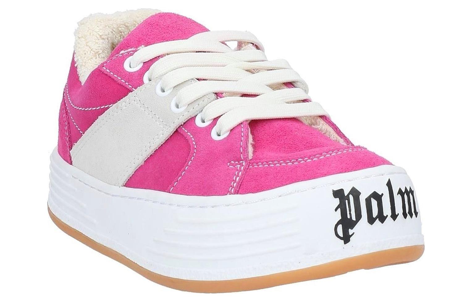 Palm Angels Suede Round Toe Lace-Up Low-Top 'Pink' 圖 2