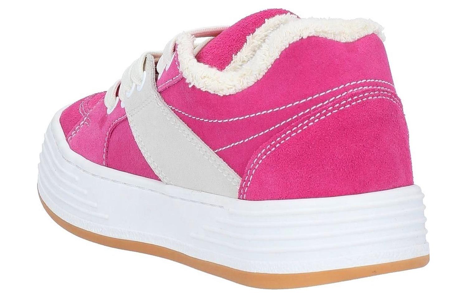 Palm Angels Suede Round Toe Lace-Up Low-Top 'Pink' 圖 3