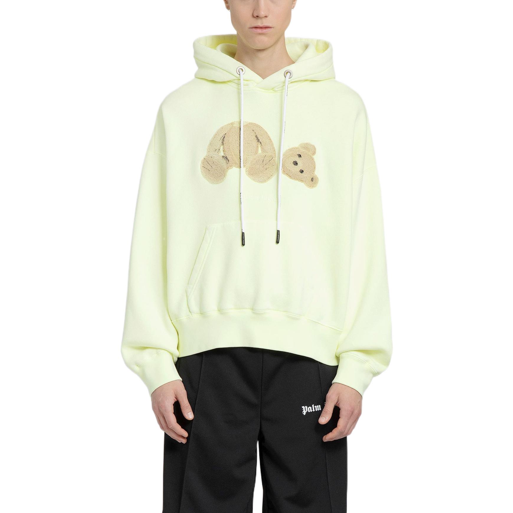 Lookbook Palm Angels Teddy Bear Cartoon Print Sweatshirt Yellow PMBB058S22FLE0156560