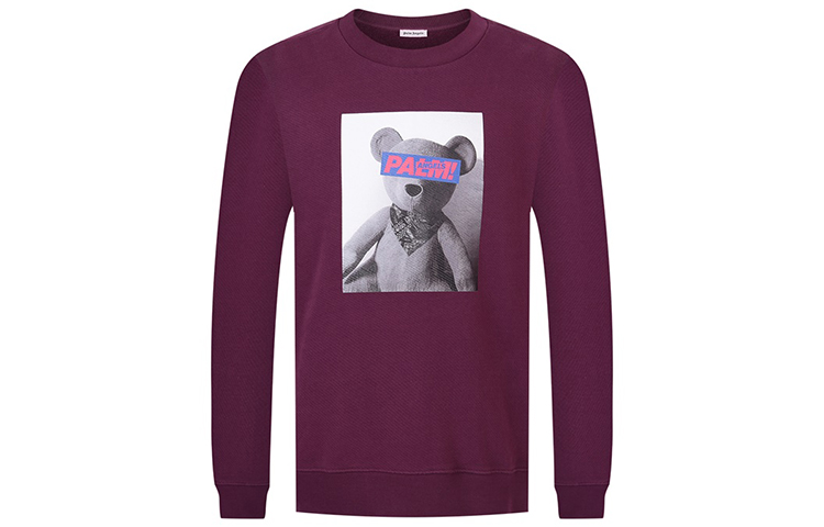 Palm Angels Teddy Bear Graphic Long Sleeve Sweatshirt Maroon PMBA026F196310363888