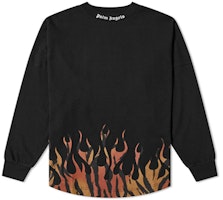 Palm Angels Tiger Flame Long Sleeve Black T-shirt PMAB001E20JER0011020 Palm Angels Tiger Flame Long Sleeve Black T-shirt PMAB001E20JER0011020