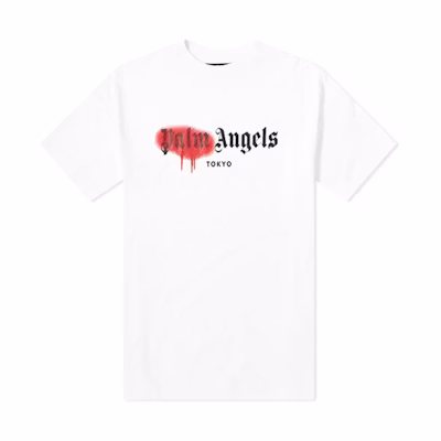 PALM ANGELS Tokyo Sprayed Logo Tee Red Logo White T-Shirt PMAA001S204130590120