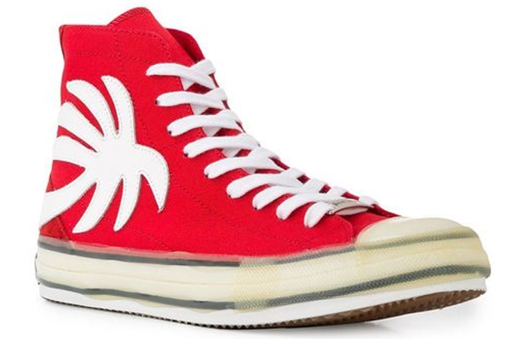 Order Palm Angels Vulcanized High ''Palm Tree - Rood'' Sneakers PMIA048E20FAB0012501