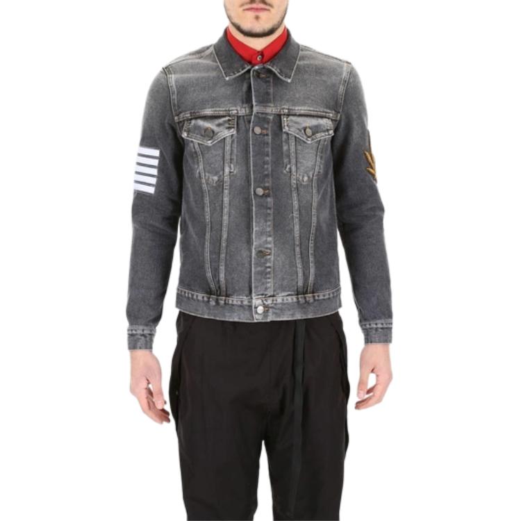 Lookbook Chaqueta Negra con Rayas Lavadas y Bolsillo Palm Angels para Hombre. PMYE003S182300617601